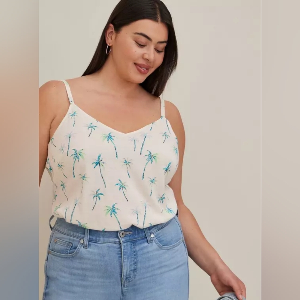 Torrid Ava Palm Print Rayon Slub Cami Plus Size 3x
